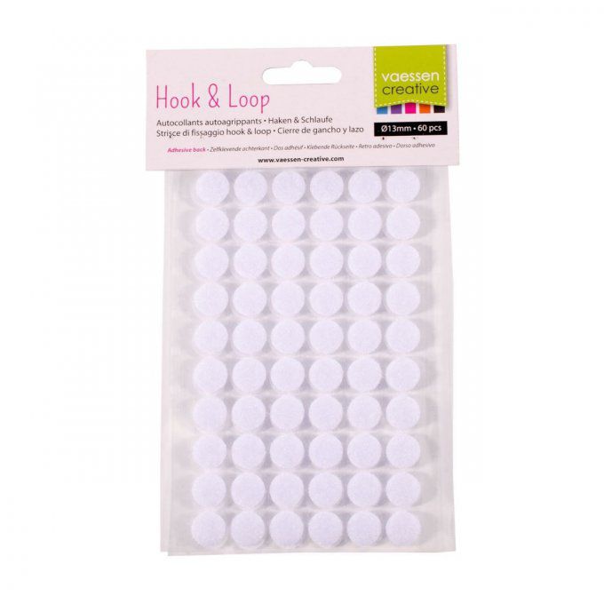 60 pastilles auto-agrippantes adhésives, 13mm de diamètre 
