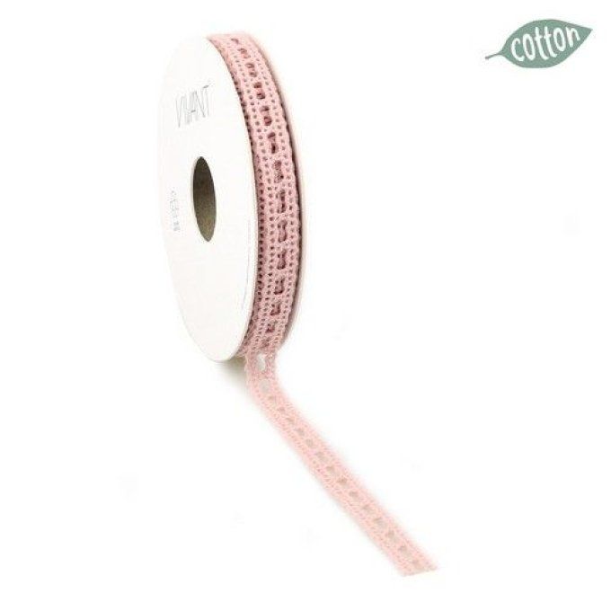 Rouleau dentelle en coton, couleur : Light rose - dimension : 10mmx10m environ 