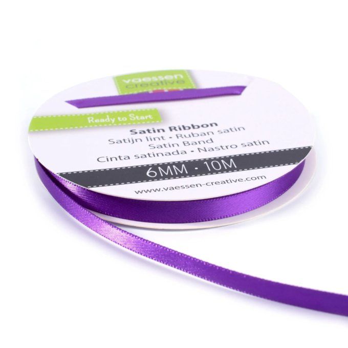 Rouleau ruban satiné, couleur : Violet - dimension : 6mmx10m