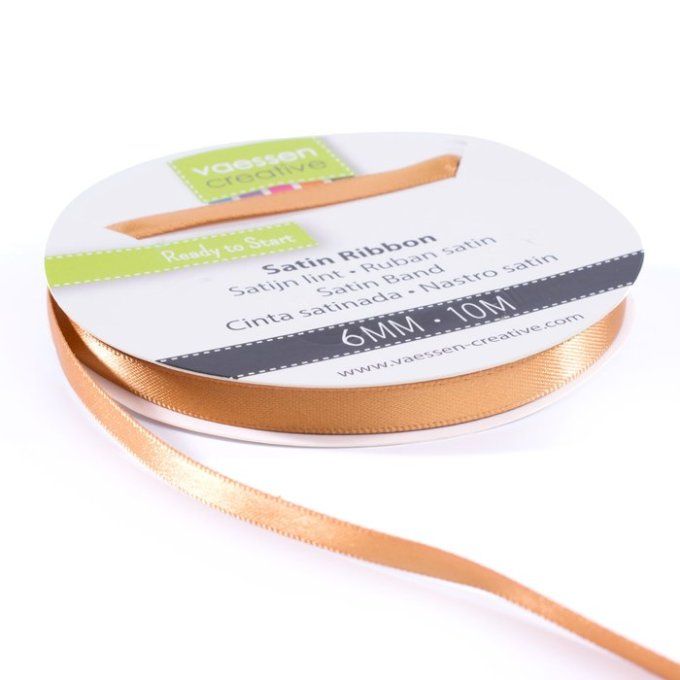 Rouleau ruban satiné, couleur : bronze - dimension : 6mmx10m