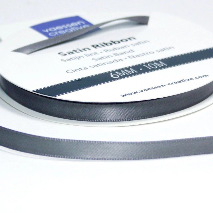 Rouleau ruban satiné, couleur : Acier (steel) - dimension : 6mmx10m