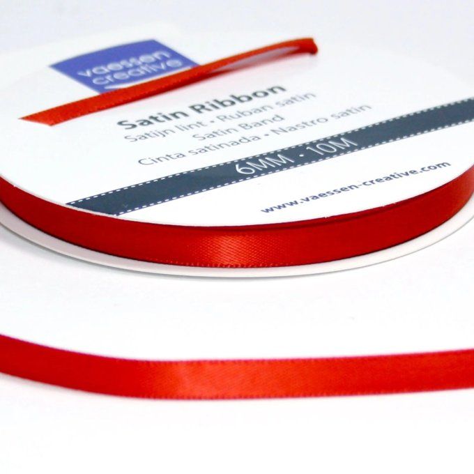Rouleau ruban satiné, couleur : Rouge coquelicot - dimension : 6mmx10m