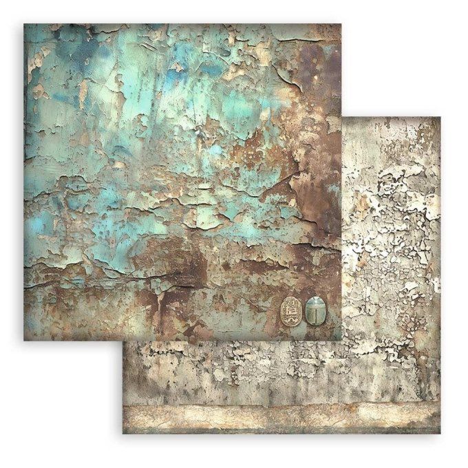 Collection Fortune, 20x20cm, 10 feuilles motif recto verso, Stamperia, background terre des Pharaons