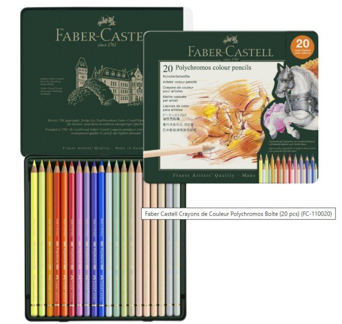 20 Crayons de couleur, Faber Castell - Polychromos