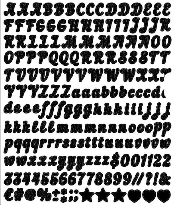 Stickers alphabet couleur : noir - Dimensions de la feuille : 19.3x22.9cm environ