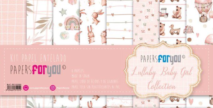 Collection Lullaby baby girl, PapersForYou, canvas (papier tissé) 30x30cm - 8 pages