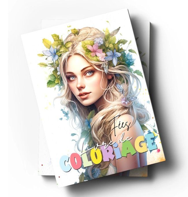 Livre de coloriage, page lisse, Fées , dimensions : 20.5x29.5cm environ