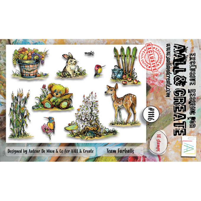 10 Tampons - AALL&Create - Team furballs - dim. de la planche : 10x14.5cm 