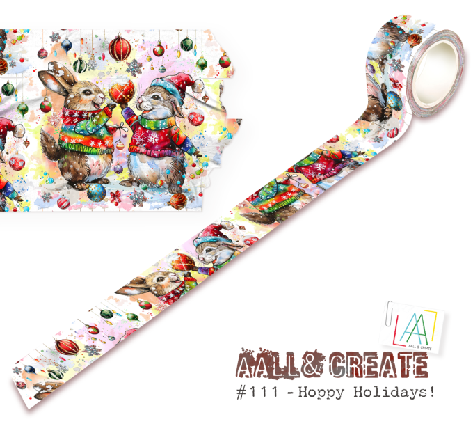 Masking tape, AALL, Hoppy holidays ! - dimension 25mm x 10m environ
