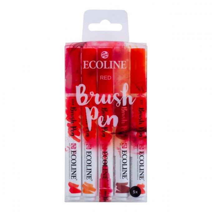 5 brush pen, Ecoline - Rouge - feutres pourvus d'aquarelle