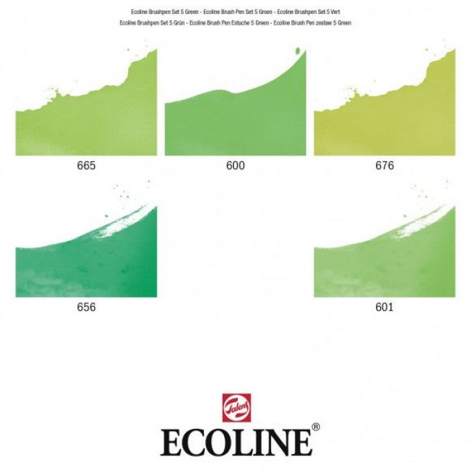 5 brush pen, Ecoline - Vert - feutres pourvus d'aquarelle