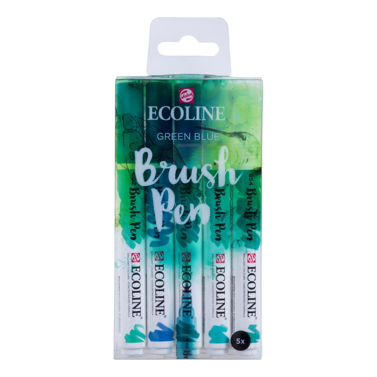 5 brush pen, Ecoline - Green blue - feutres pourvus d'aquarelle