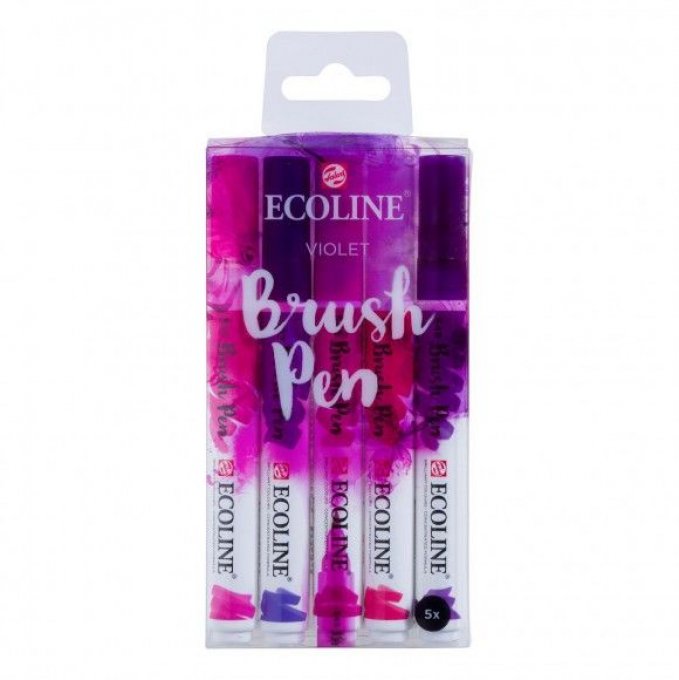 5 brush pen, Ecoline - Violet - feutres pourvus d'aquarelle