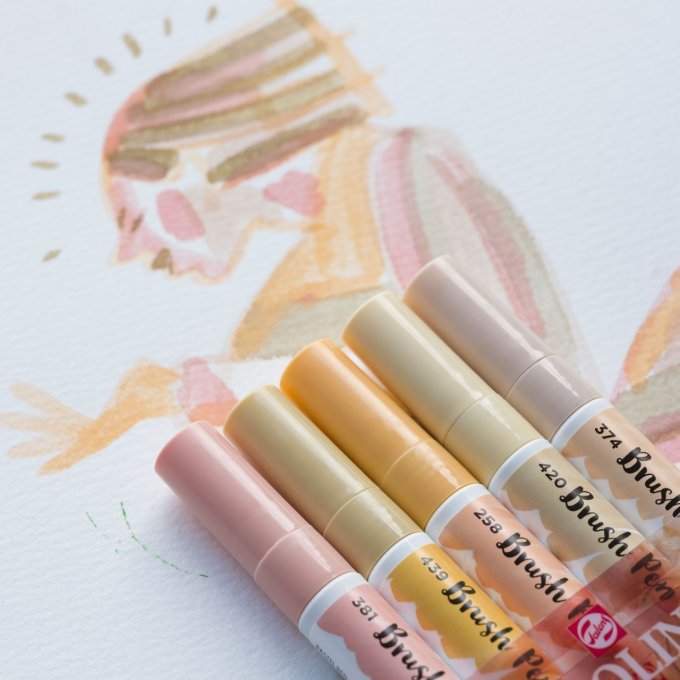 5 brush pen, Ecoline - Beige pink - feutres pourvus d'aquarelle