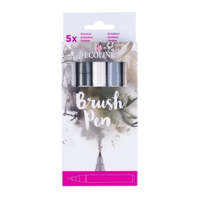 5 brush pen, Ecoline - Shadow - feutres pourvus d'aquarelle 