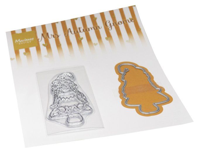 Tampon + die - Marianne Design - Mrs autumn gnome - dimension du tampon : 6.5x3.5cm environ