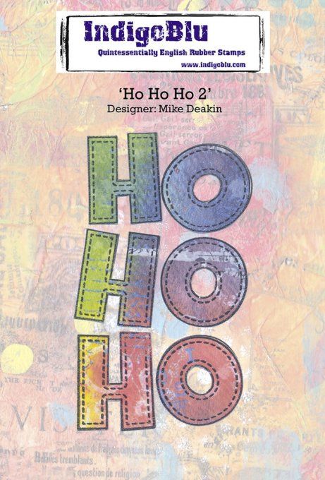 Tampon caoutchouc, Ho Ho Ho, IndigoBlu - dimension du tampon : 7x12cm environ