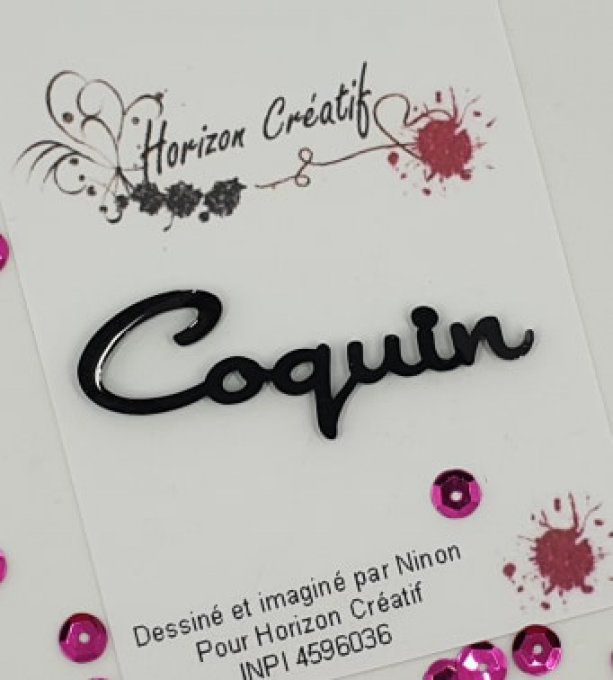 Mot en acrylique : Coquin - 100% horizon créatif (dimension 6.2x2cm environ), à l'unité