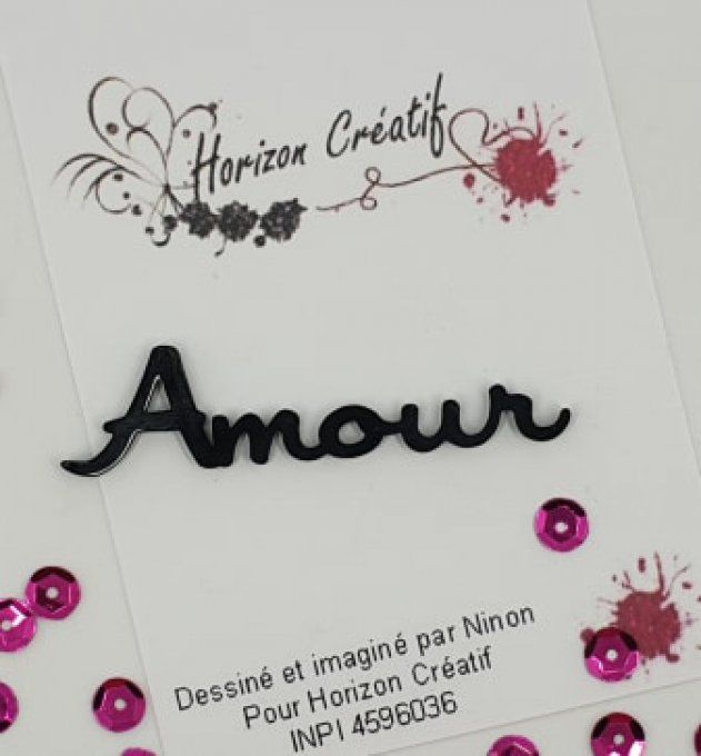 Mot en acrylique : Amour - 100% horizon créatif (dimension 6.4x1.6cm environ), noir,à l'unité
