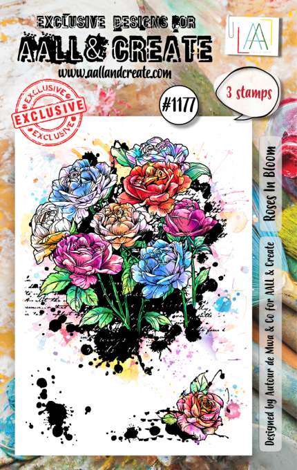 3 Tampons - AALL&Create - Roses in bloom - dim. de la planche : 7.5x10cm environ