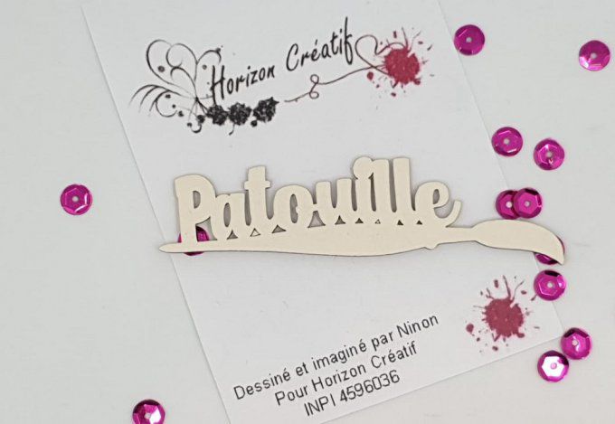 Chipboard  : Patouille - 100% horizon créatif (8.6x2.2cm), à l'unité