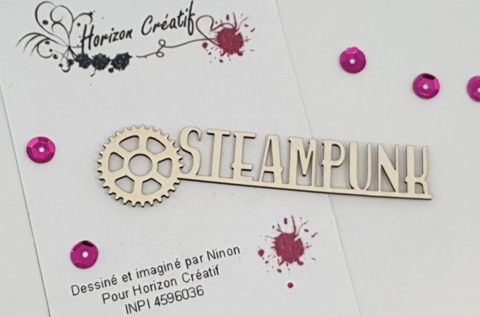 Chipboard : Steampunk version 1, 100% horizon créatif, à l'unité - 8x2.1cm