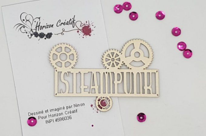 Chipboard : Steampunk version 2, 100% horizon créatif, à l'unité - 8x5cm