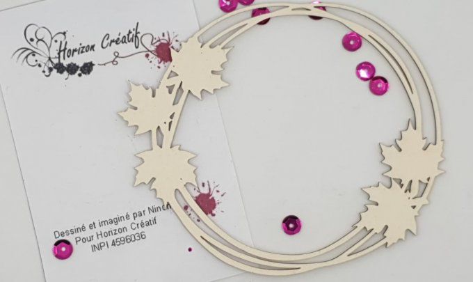 Chipboard : Cadre rond automnale , à l'unité - 100% horizon créatif : 10.7x9.7cm
