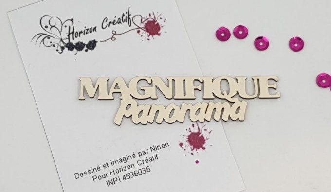 Chipboard : Magnifique panorama, Horizon Créatif, à l'unité - 8.5x2.1cm