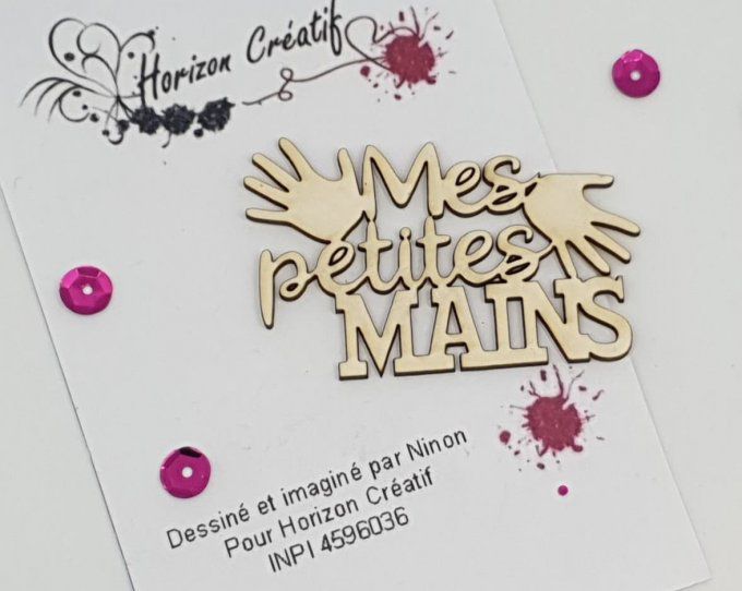 Chipboard : Mes petites mains, Horizon Créatif, à l'unité - 5.3x3.5cm