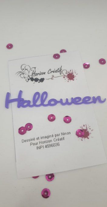 Mot en acrylique : Halloween- 100% horizon créatif (dimension 8.8x1.5cm environ), noir, à l'unité 