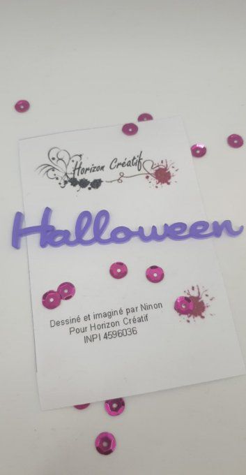 Mot en acrylique : Halloween- 100% horizon créatif (dimension 8.8x1.5cm environ), noir, à l'unité 