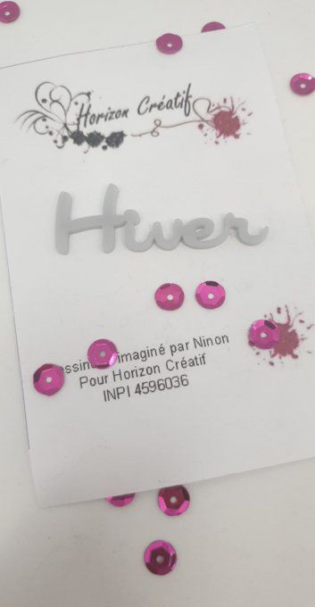 Mot en acrylique : Hiver - 100% horizon créatif (dimension 5x1.6cm environ), à l'unité 