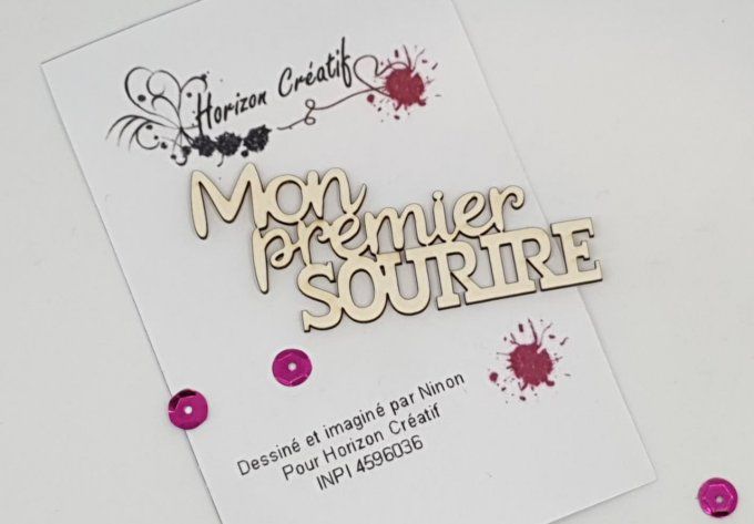 Chipboard : mon premier sourire, Horizon Créatif, à l'unité - 6.7x3.2cm