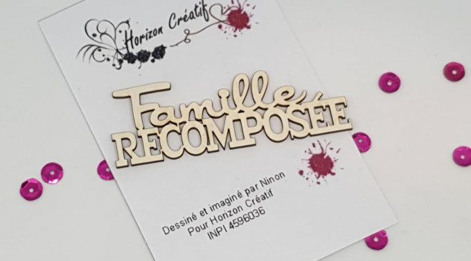 Chipboard : Famille recomposée, 100% horizon créatif, à l'unité - 7.3x2.5cm