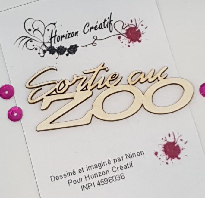 Chipboard : Sortie au zoo, 100% horizon créatif - 7x3cm environ