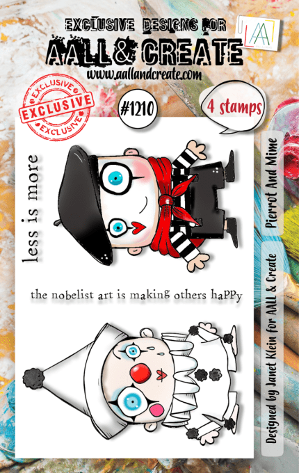 4 Petits Tampons - AALL&Create - Pierrot and Mime - dim. de la planche : 7.5x10cm env.
