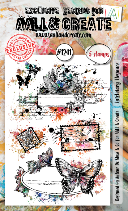 5 Tampons - AALL&Create - Epistolary Elegance - dim. de la planche : 14.5x10cm environ