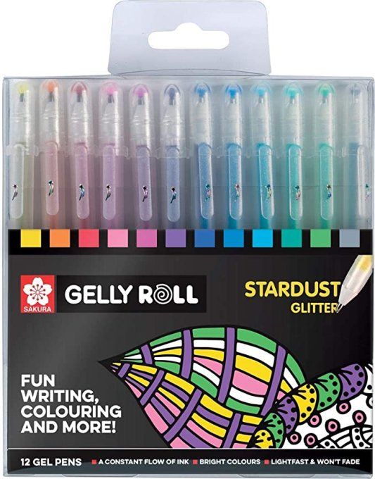 Sakura, 12 Gelly Roll - gamme Stardust glitter (stylos billes à paillettes)
