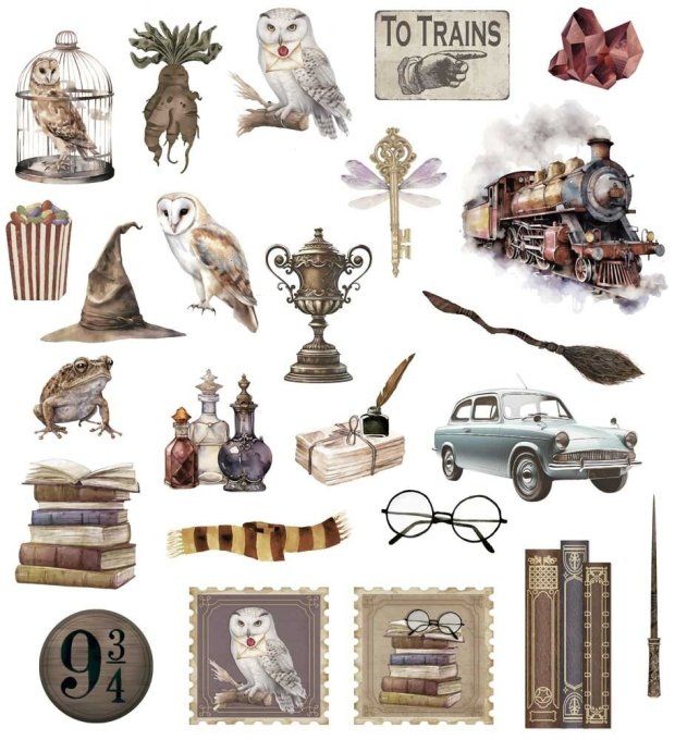 Collection Wizarding adventure II, PapersForYou, die-cuts - 24 pièces 