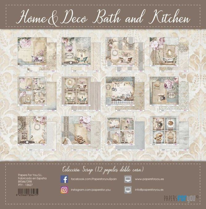 Collection Home Deco, Bath and Kitchen, PapersForYou, 30x32cm - 12 pages, 180gsm