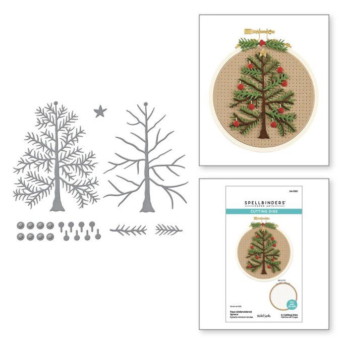 6 Dies/matrices de découpe - spellbinders - Faux embroidered Spruce