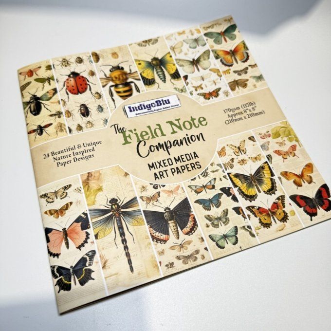 12 feuilles, the Field note, indigoBlu - format 20x20cm environ, recto verso 