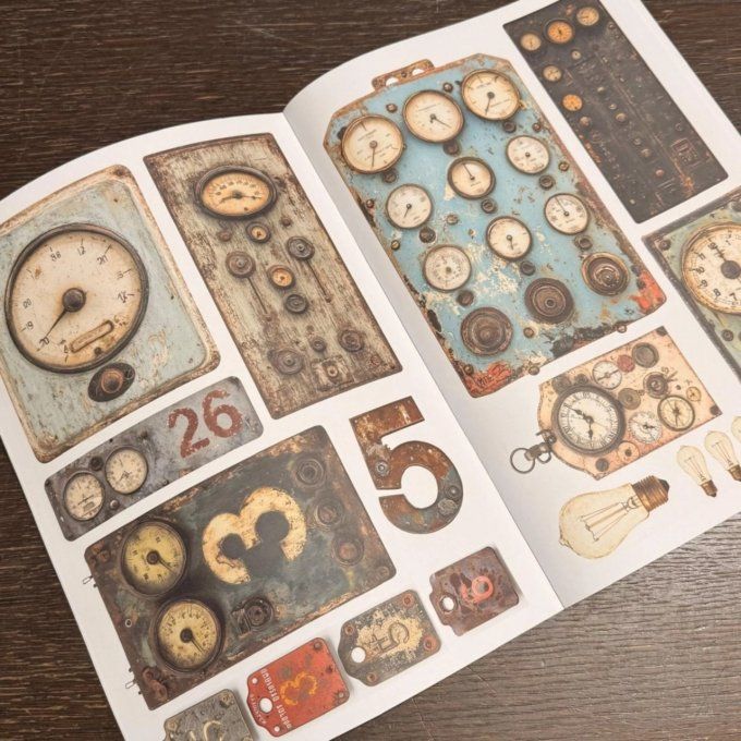 10 feuilles, Steampunk snippets, indigoBlu - format A4 