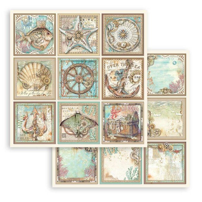 Collection Songs of the sea, 30x30cm - 10 feuilles motif recto verso - Stamperia 