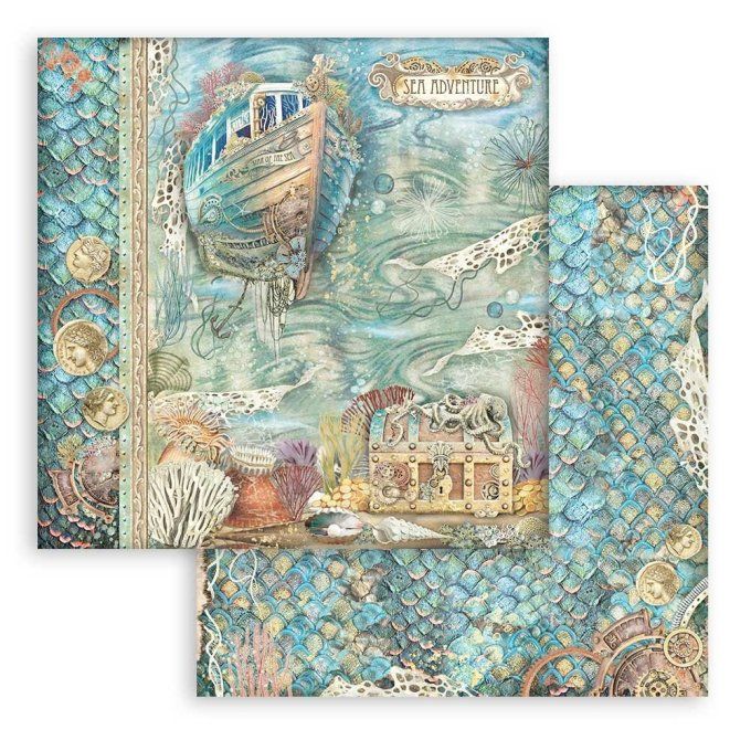 Collection Songs of the sea, 30x30cm - 10 feuilles motif recto verso - Stamperia 
