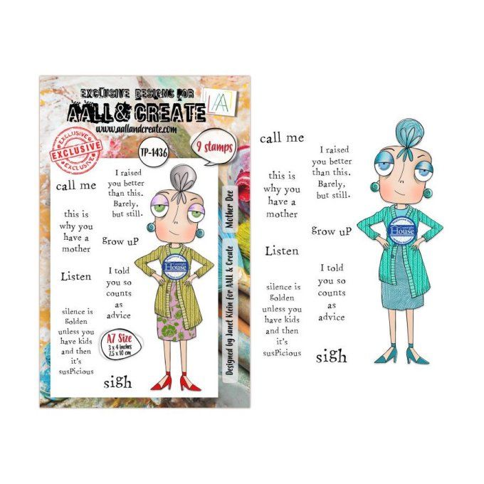 9 Tampons - AALL&Create - Mother Dee - dim. de la planche : 7x9.5cm environ 