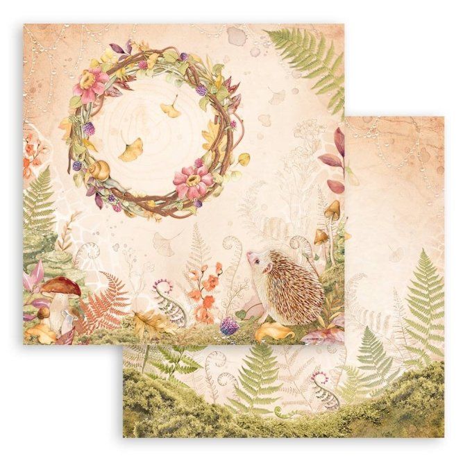 Collection Woodland, 30x30cm - 10 feuilles motif recto verso - Stamperia - 190g 