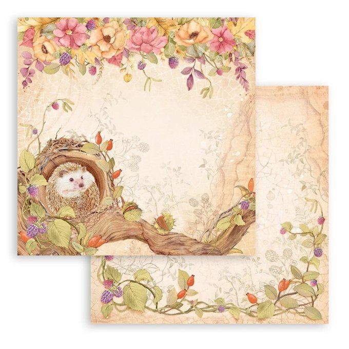 Collection Woodland, 30x30cm - 10 feuilles motif recto verso - Stamperia - 190g 