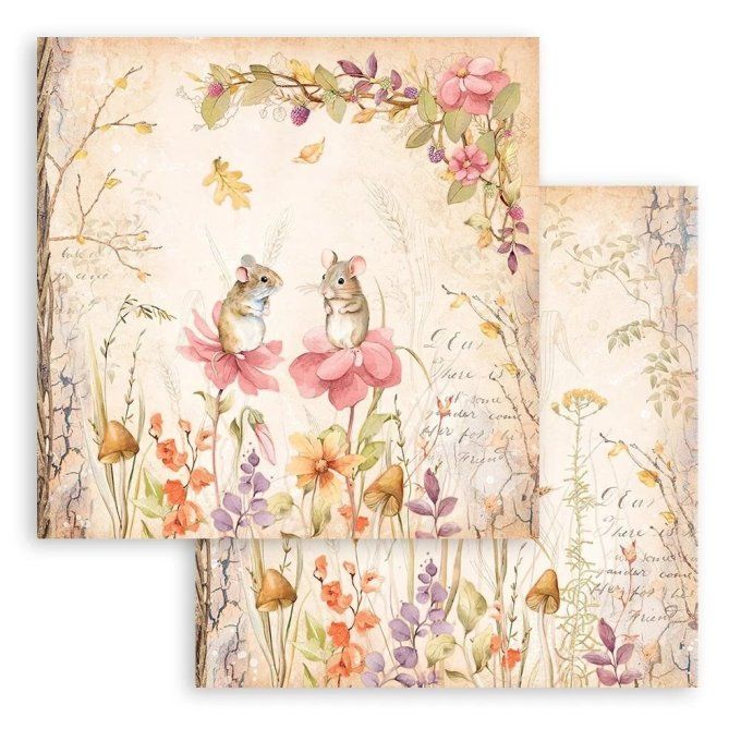 Collection Woodland, 30x30cm - 10 feuilles motif recto verso - Stamperia - 190g 